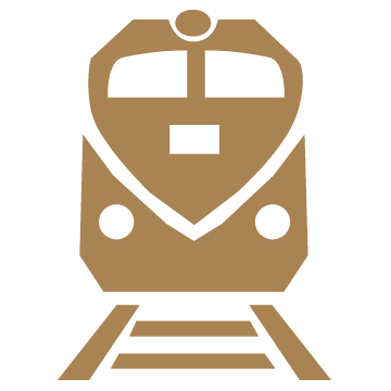 Icon of a train engine on tracks